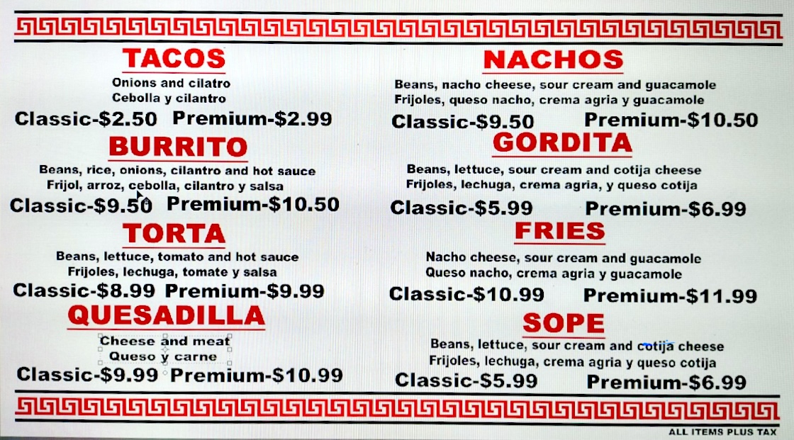 Tacos Mexico Menu - Image 1