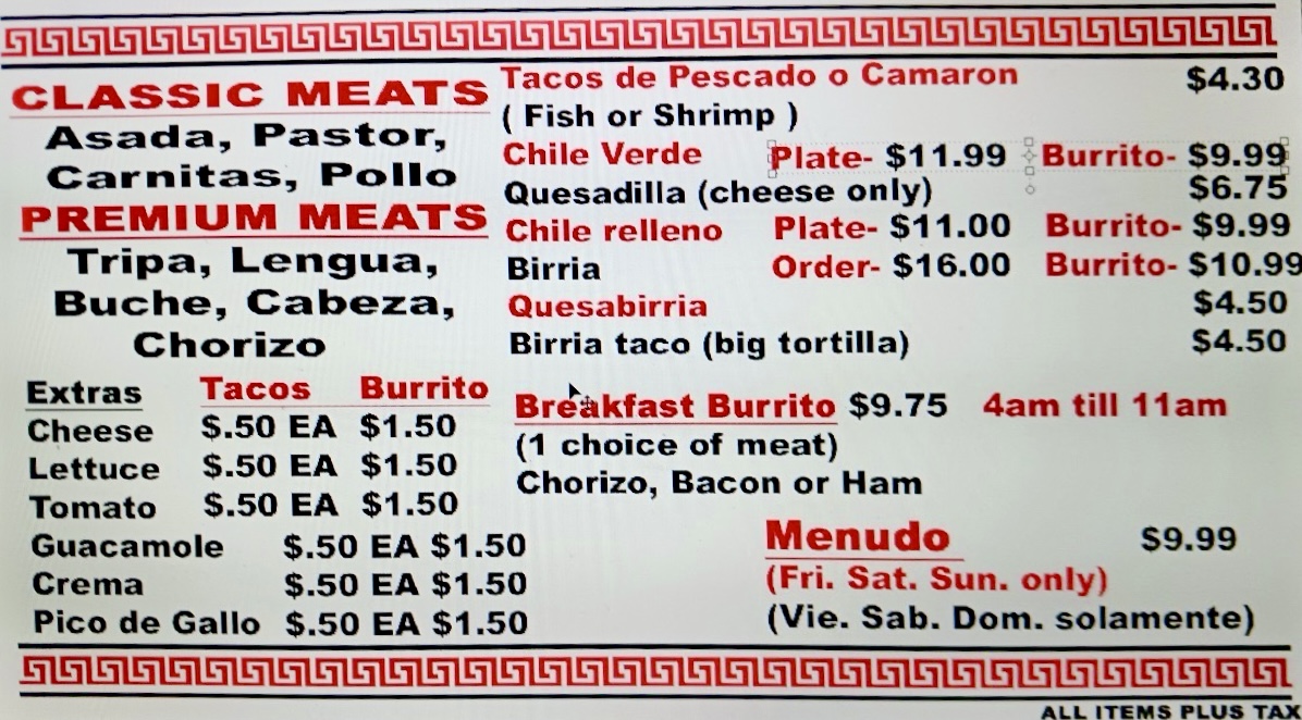 Tacos Mexico Menu - Image 4